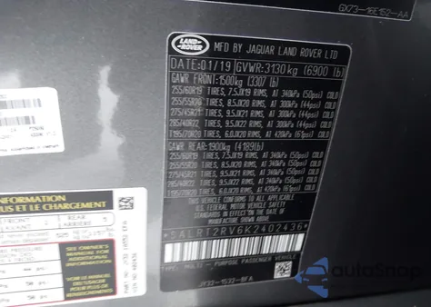 2019 Land Rover Discovery Hse Luxury from USA, damaged, VIN SALRT2RV6K2402436